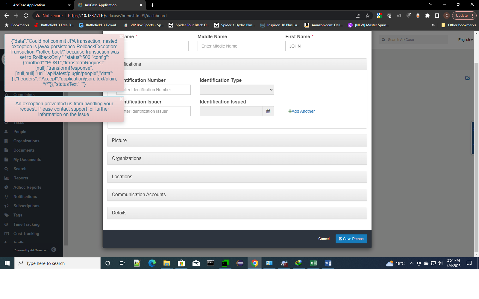 Create Person 2021.03 · Issue #550 · ArkCase/arkcase-ce · GitHub