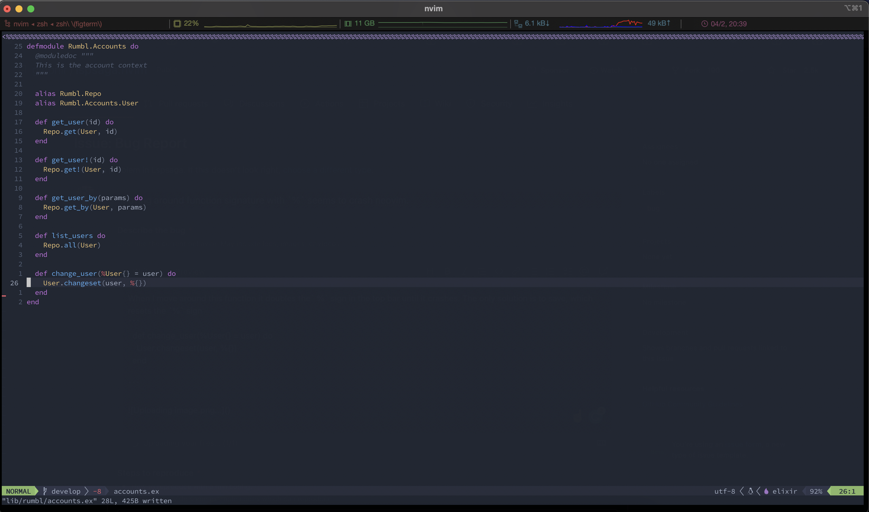 Moving around function signature with `%` seems to crash winbar · Issue ...
