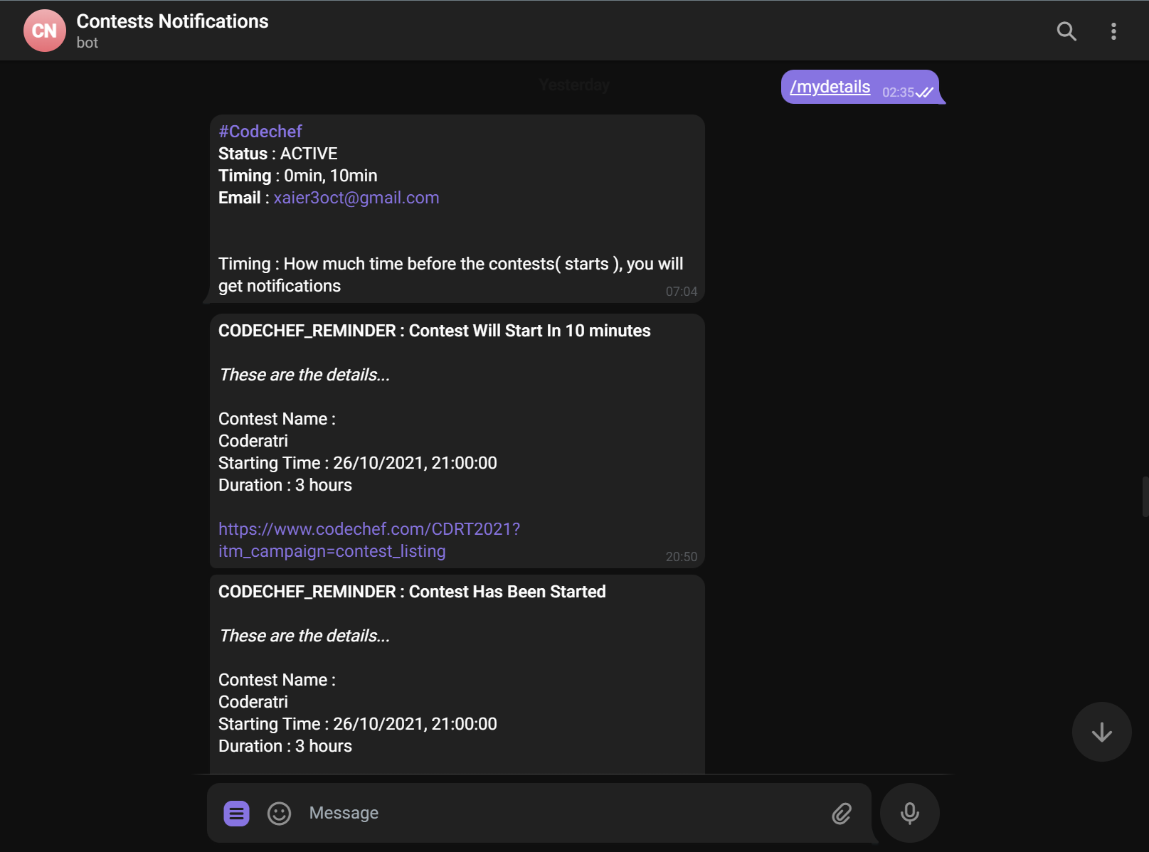 Codechef notification 2