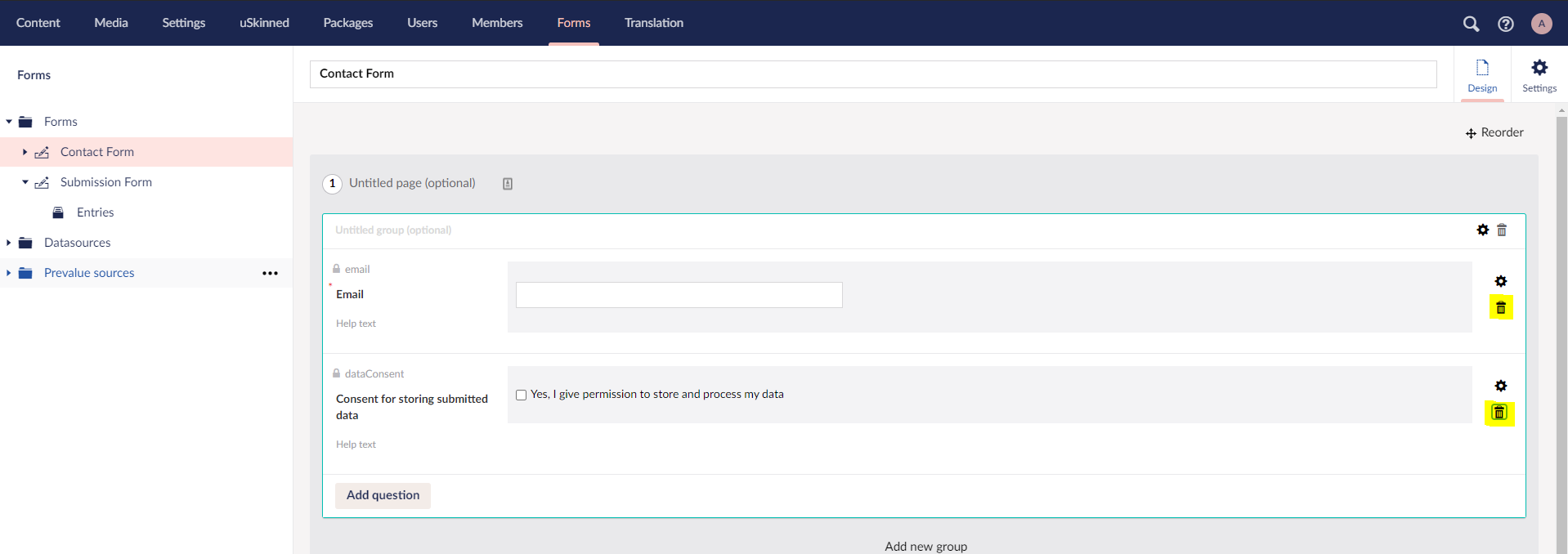 Unable to delete questions · Issue #432 · umbraco/Umbraco.Forms.Issues ...