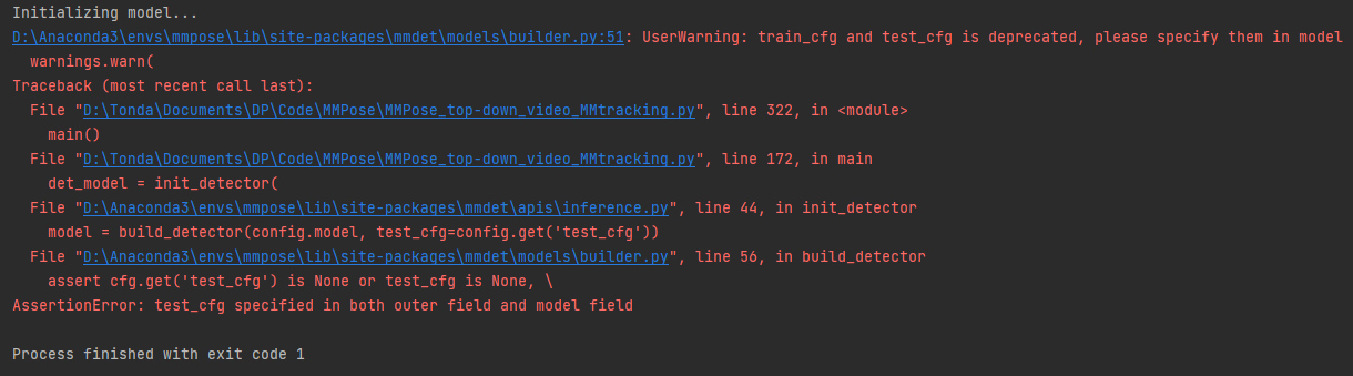 android flutter... Error using YOLOX: test_cfg specified in both outer field and model ...