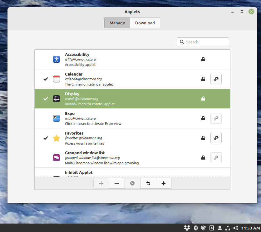 [Cinnamon] Display applet does not install when added to the menu bar