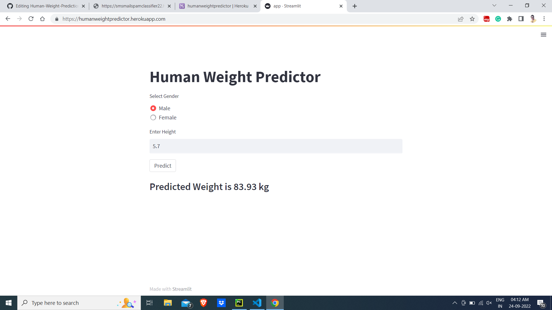 GitHub - PoojaDasIndia/Human-Weight-Prediction: Human Weight Predictor