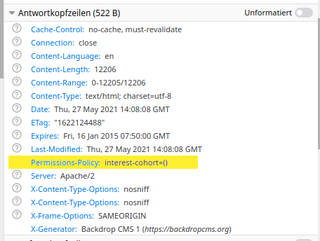 [SR][D7][D9][WP] Add the 'Permissions-Policy' header to block Google ...