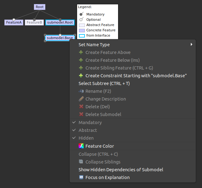 Context menu entries "Mandatory", "Abstract" and "Hidden" of imported ...