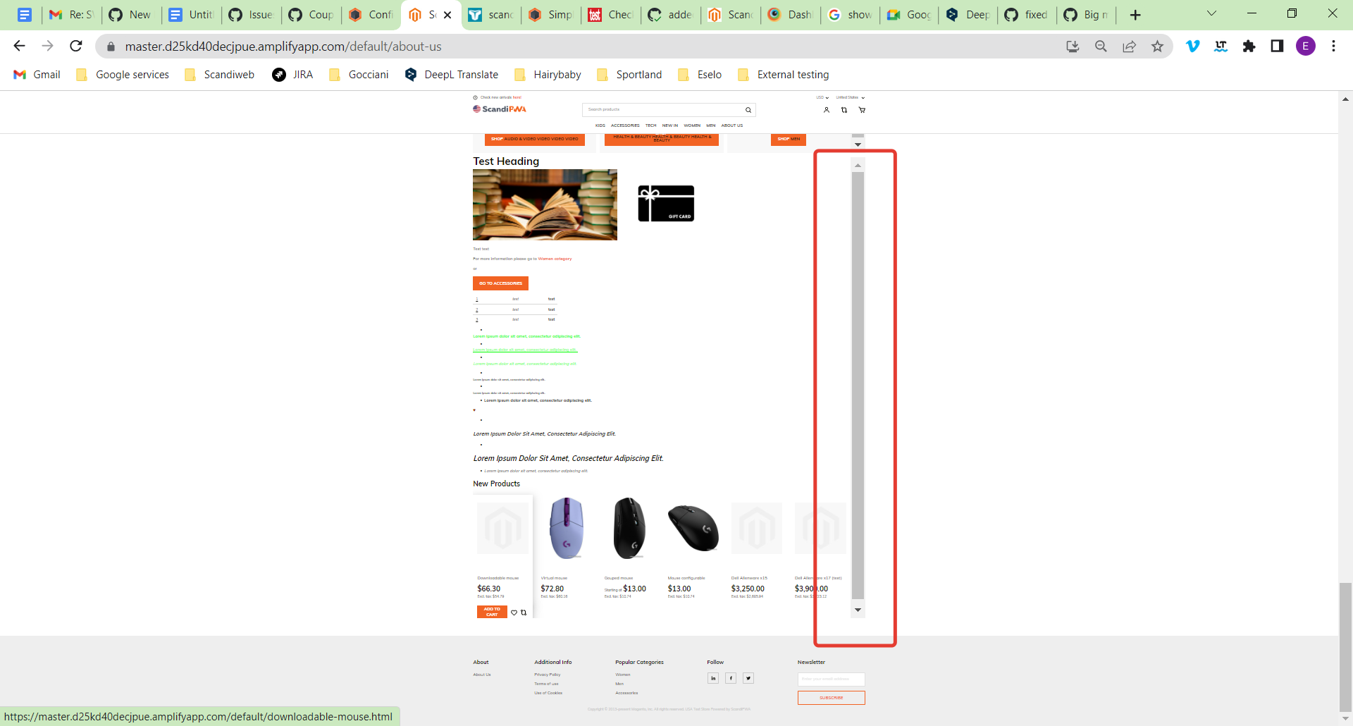 Vertical scrollbar appears on the CMS page in the block with widget ...
