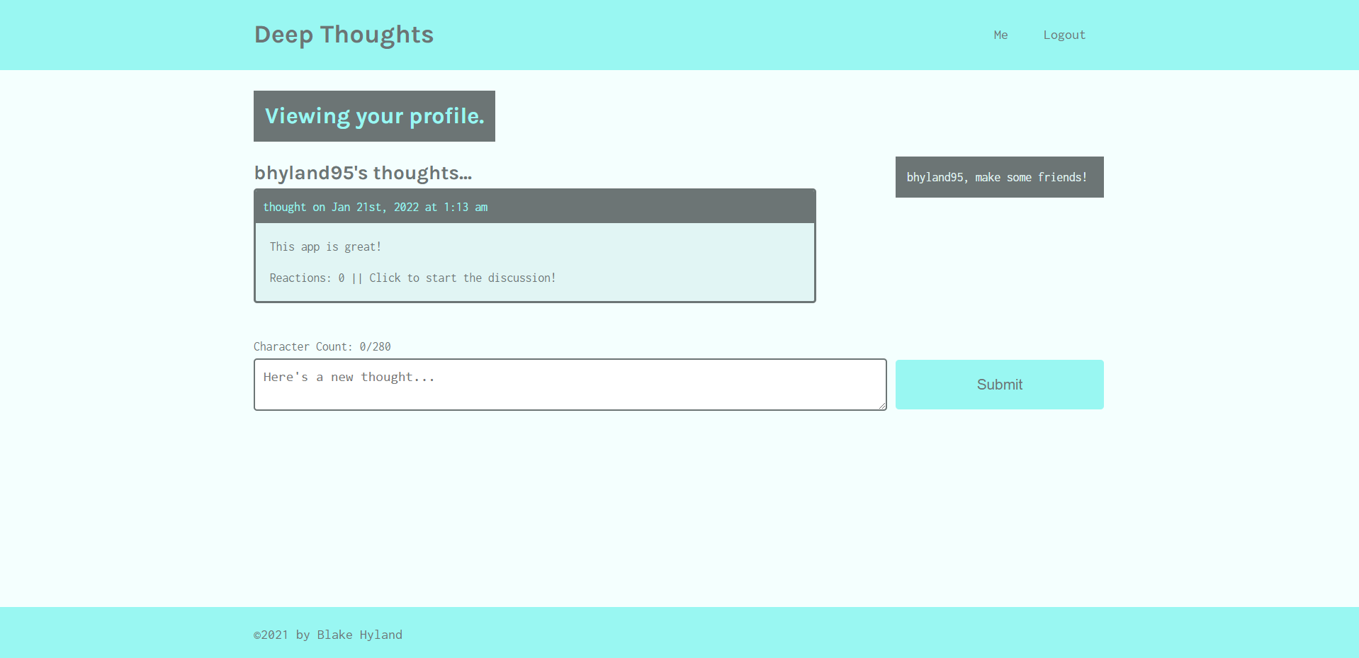 GitHub - bhyland95/deep-thoughts: A simple forum/social media website ...