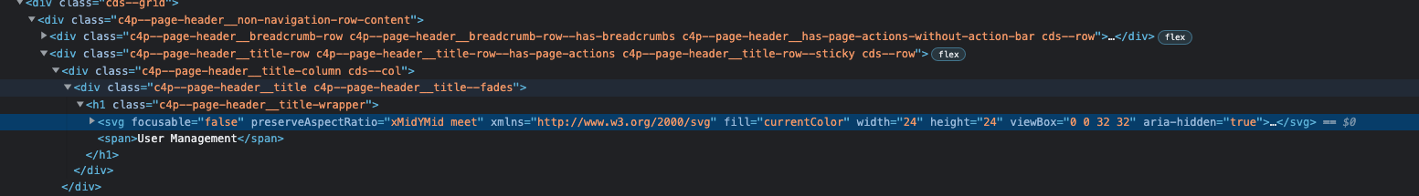 Page Header Title Icon is missing css className 'c4p--page-header ...