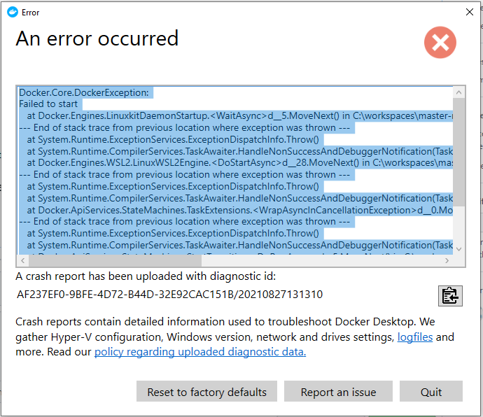 Docker Error from switching Linux to windows · Issue #12016 · docker ...