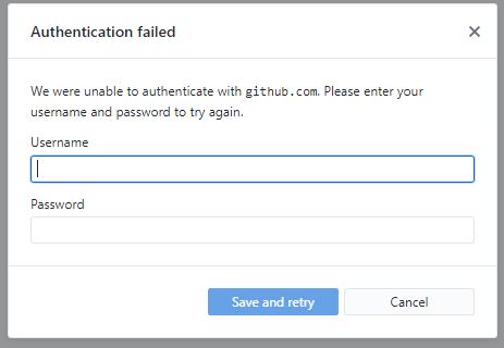 git authentication failure