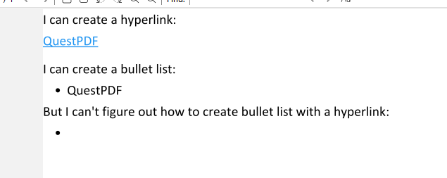 Use a hyperlink with a bullet order list · Issue #228 · QuestPDF ...