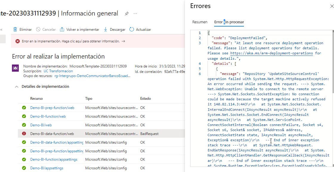 Found error BadRequest in Microsoft./sites/sourcecontrols · Issue