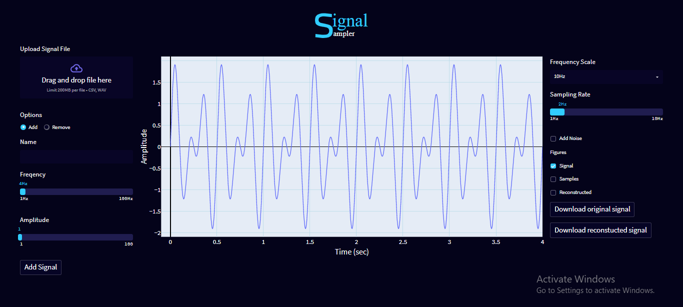 GitHub - Omar-Saad-ELGharbawy/Signal-Sampler: Signal Proccessing task ...
