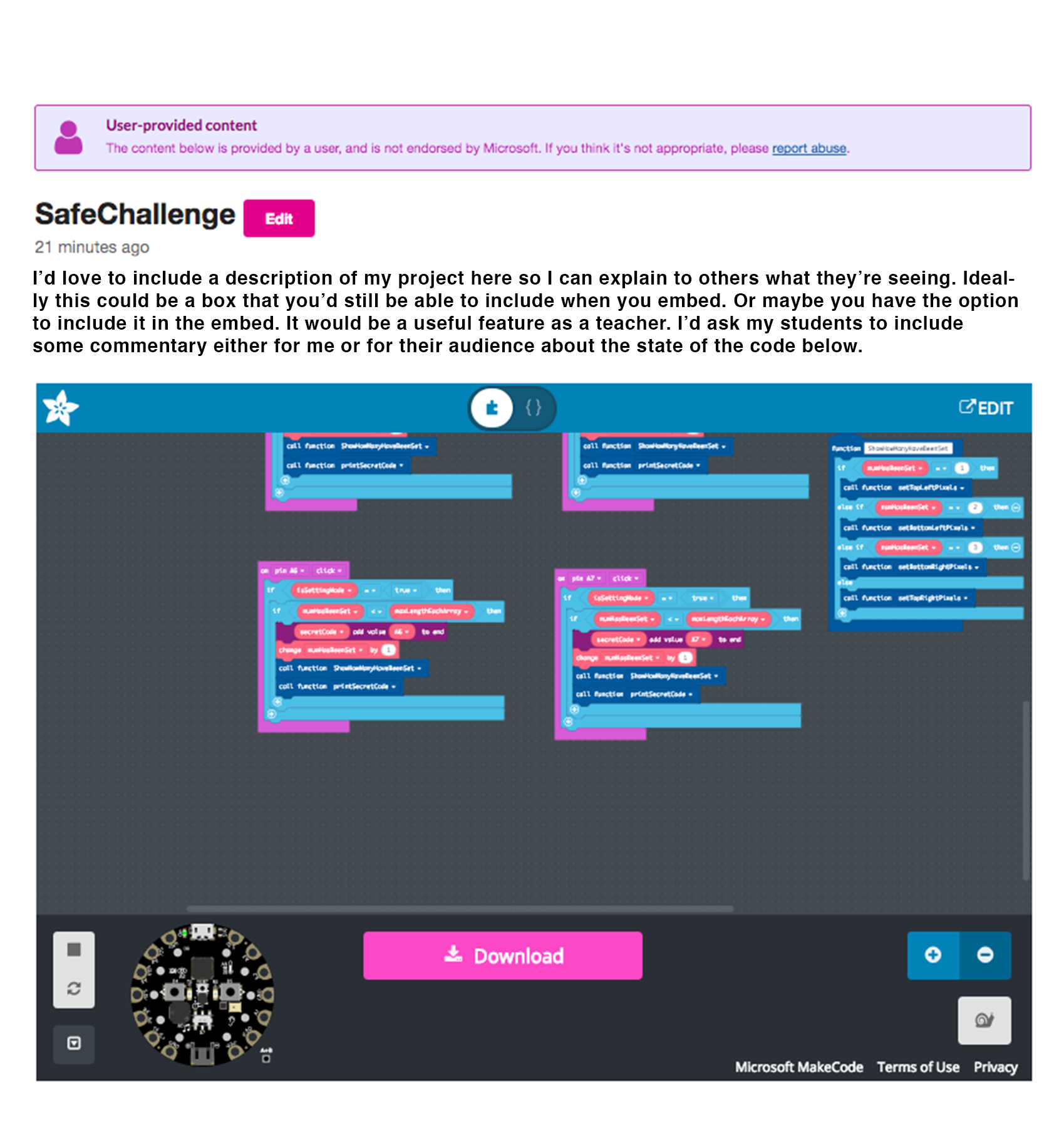 Feature Request: Description Area in Published Project · Issue #518 ...