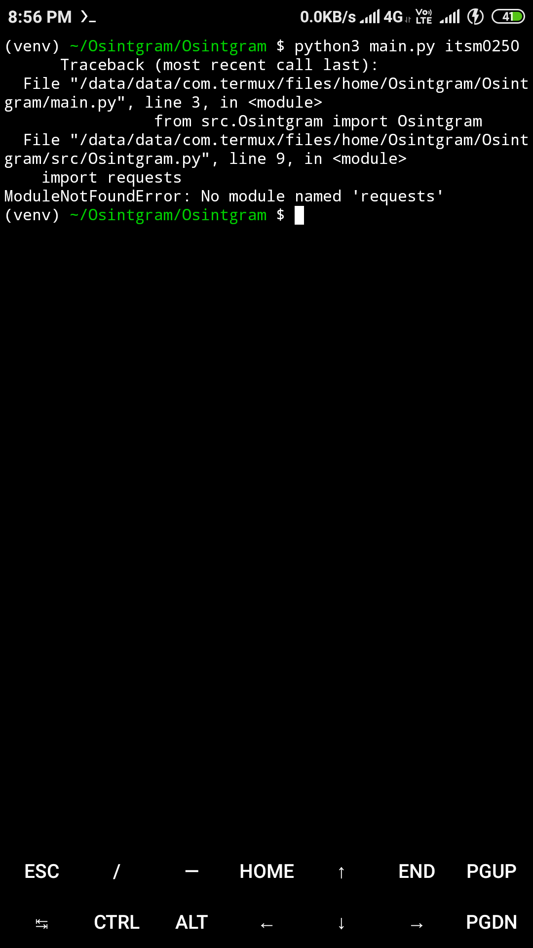 error while setup · Issue 194 · Datalux/Osintgram · GitHub