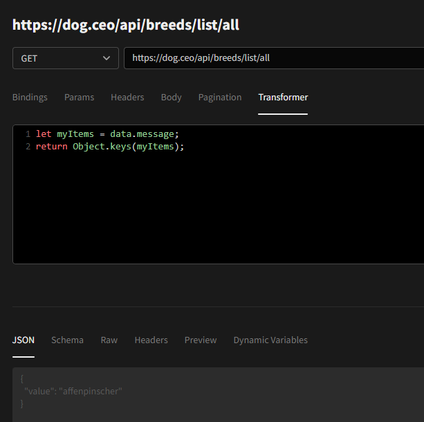 Object.keys not working in REST Transformer · Issue 7672 · Budibase