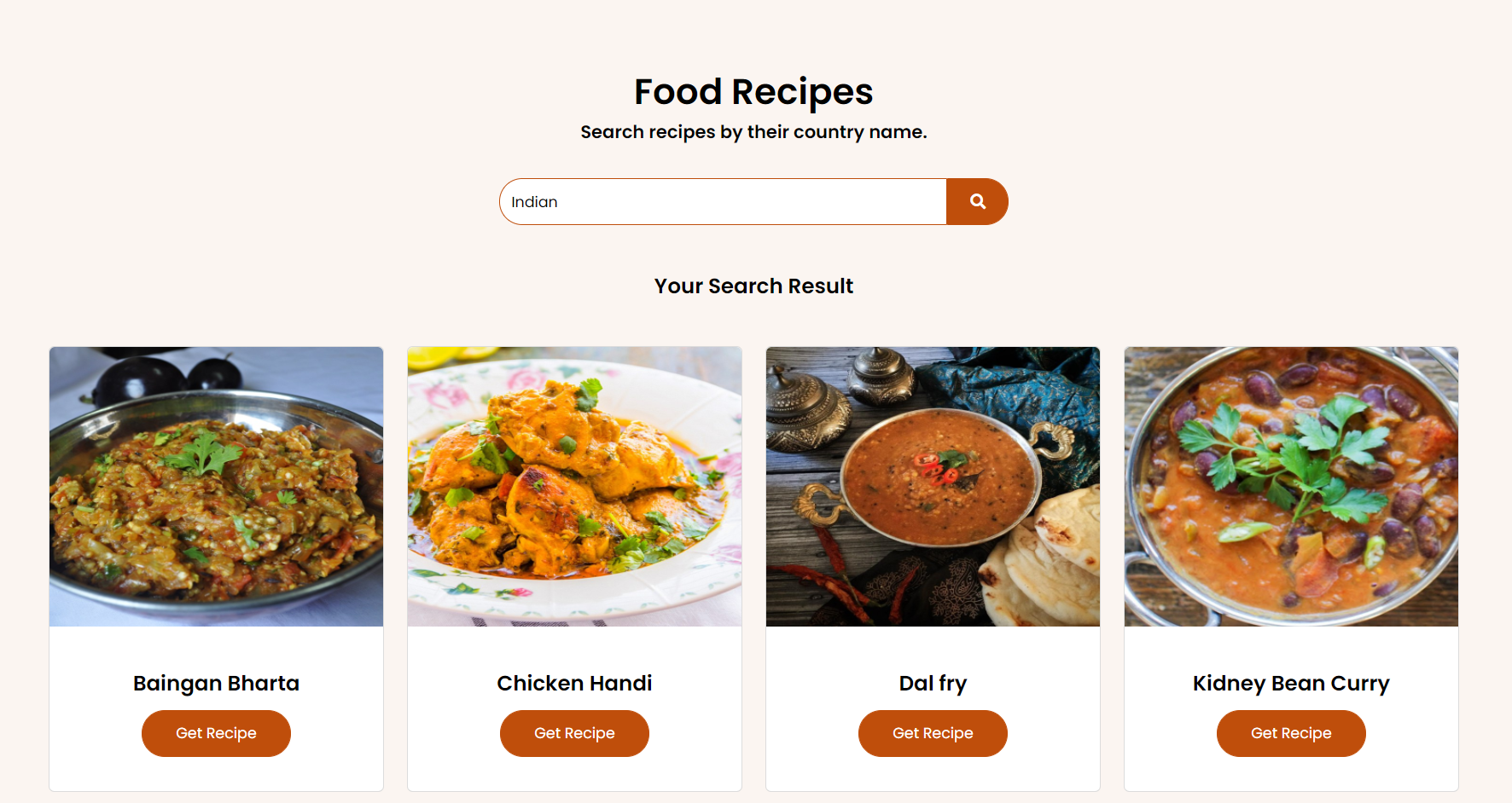 GitHub - pritam-kr/RecipeApp: Search recipe by their country name like ...