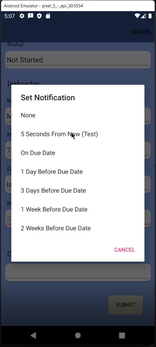 Set Notification - Term