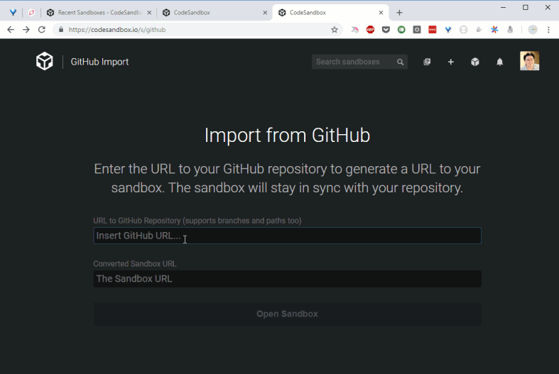 codesandbox import error
