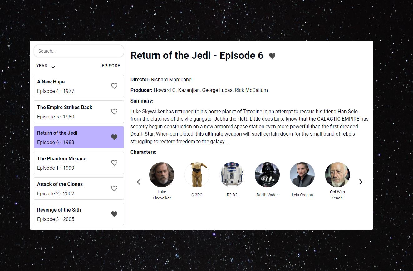 GitHub - Aviv-Yaari/star-wars: Using SWAPI (Star Wars API): https ...