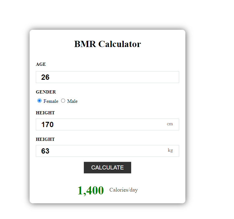 GitHub duyguakin/BMR BMR calculator using HTML, CSS and JavaScript.