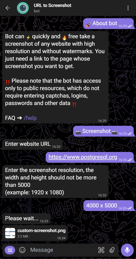 Bot Check Screen Shot GitHub - dlmooon/url-to-screenshot-bot: Telegram bot for taking screenshots