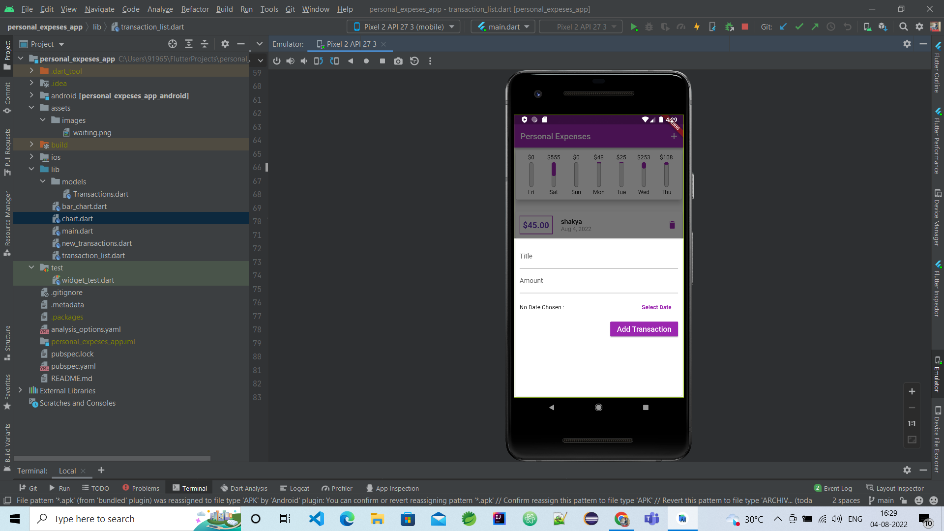 GitHub - RitikShakya/FlutterPersonalExpenses: Flutter App2