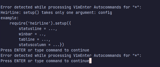 Error detected while processing VimEnter Autocommands for "*" · Issue ...