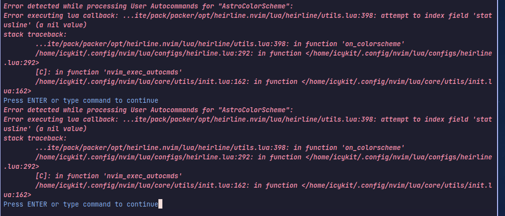 Error detected while processing VimEnter Autocommands for "*" · Issue ...
