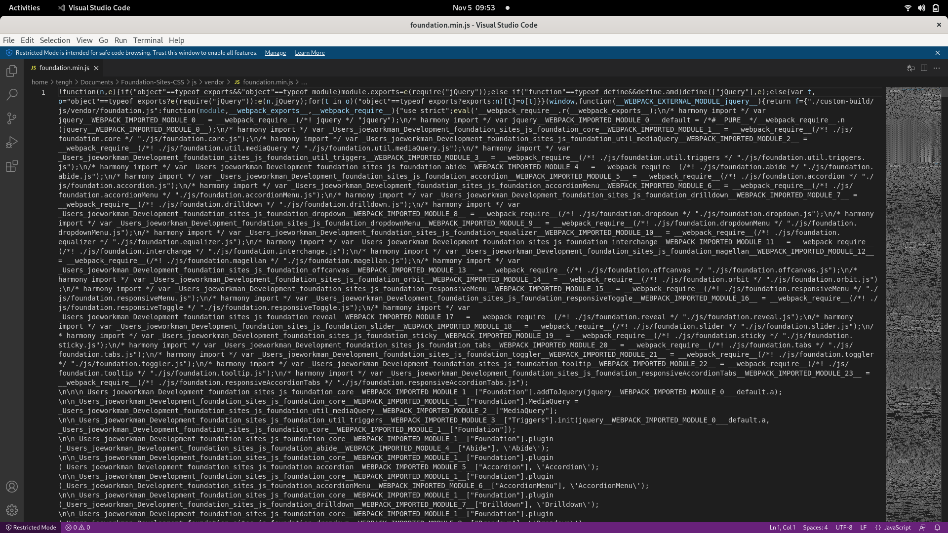 foundation.min.css and foundation.min.js downloads are all messed up ...