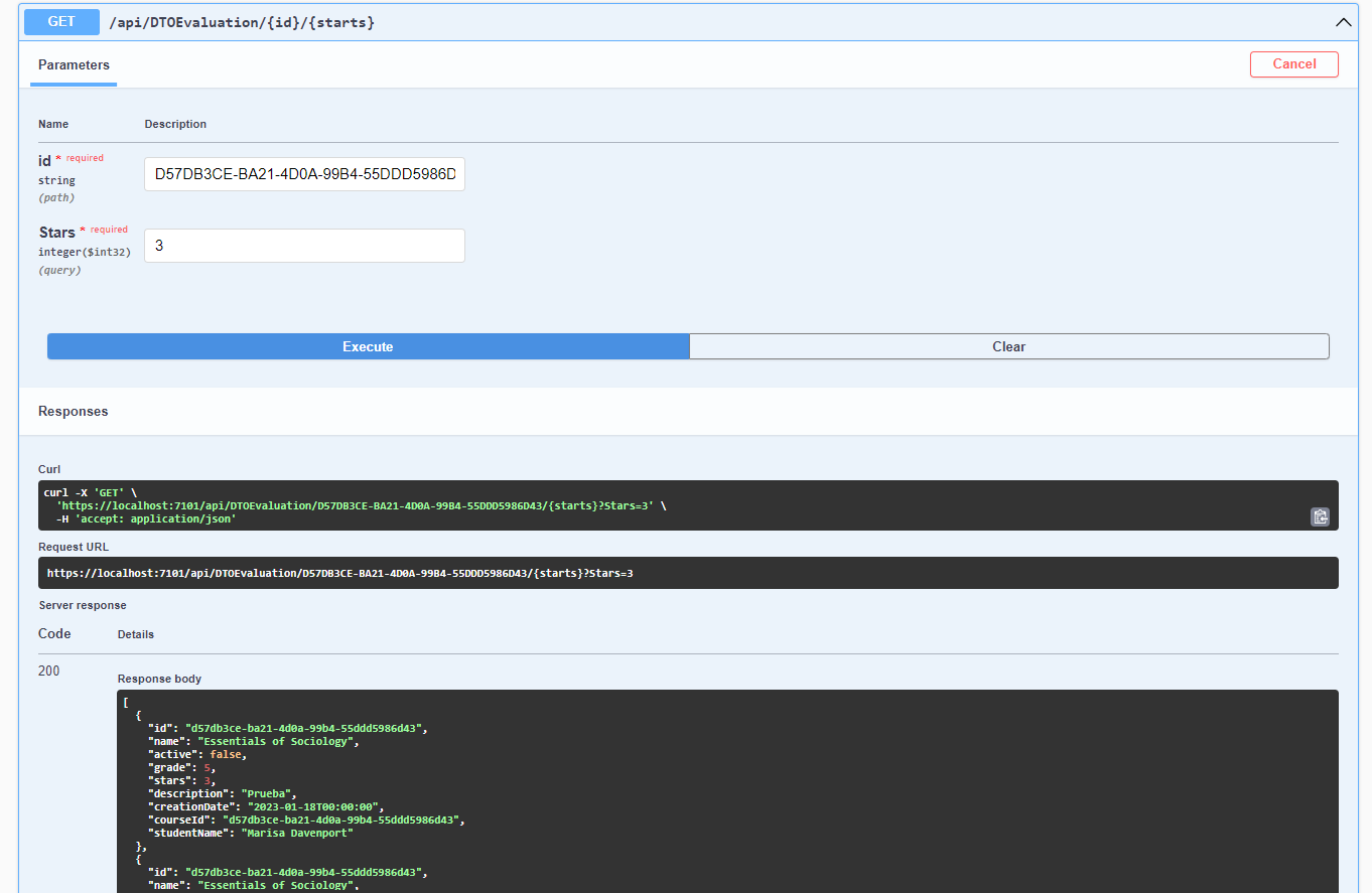 Get Filtered Evaluations