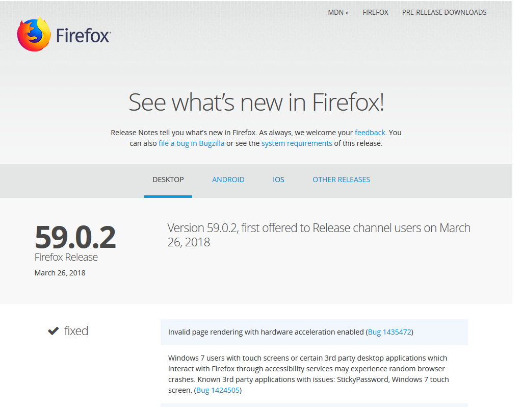 [Dynamic] odd coloring/styling on Firefox release notes version header ...