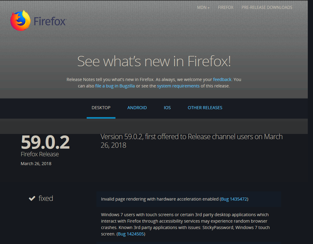 [Dynamic] odd coloring/styling on Firefox release notes version header ...