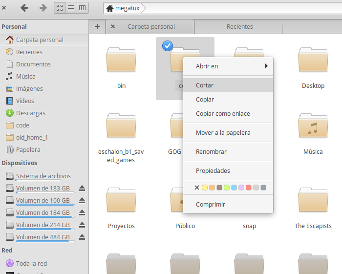 dir context menu