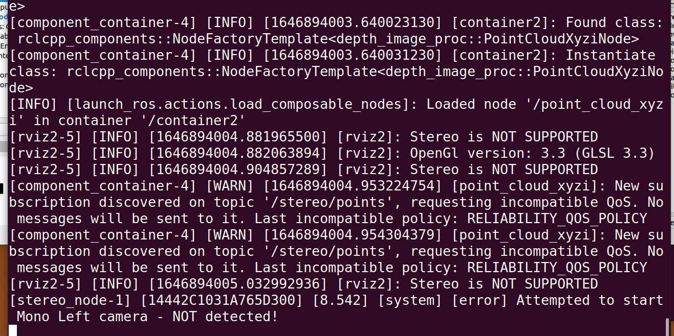 Use ros2 and run examples but Oak-d indicates that the connection fails ...