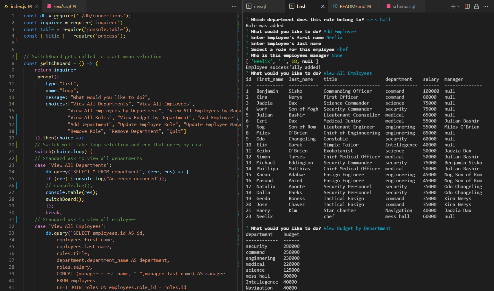 GitHub - azuryte5/deep-space-manager: Sequelize and inquirer to build a ...