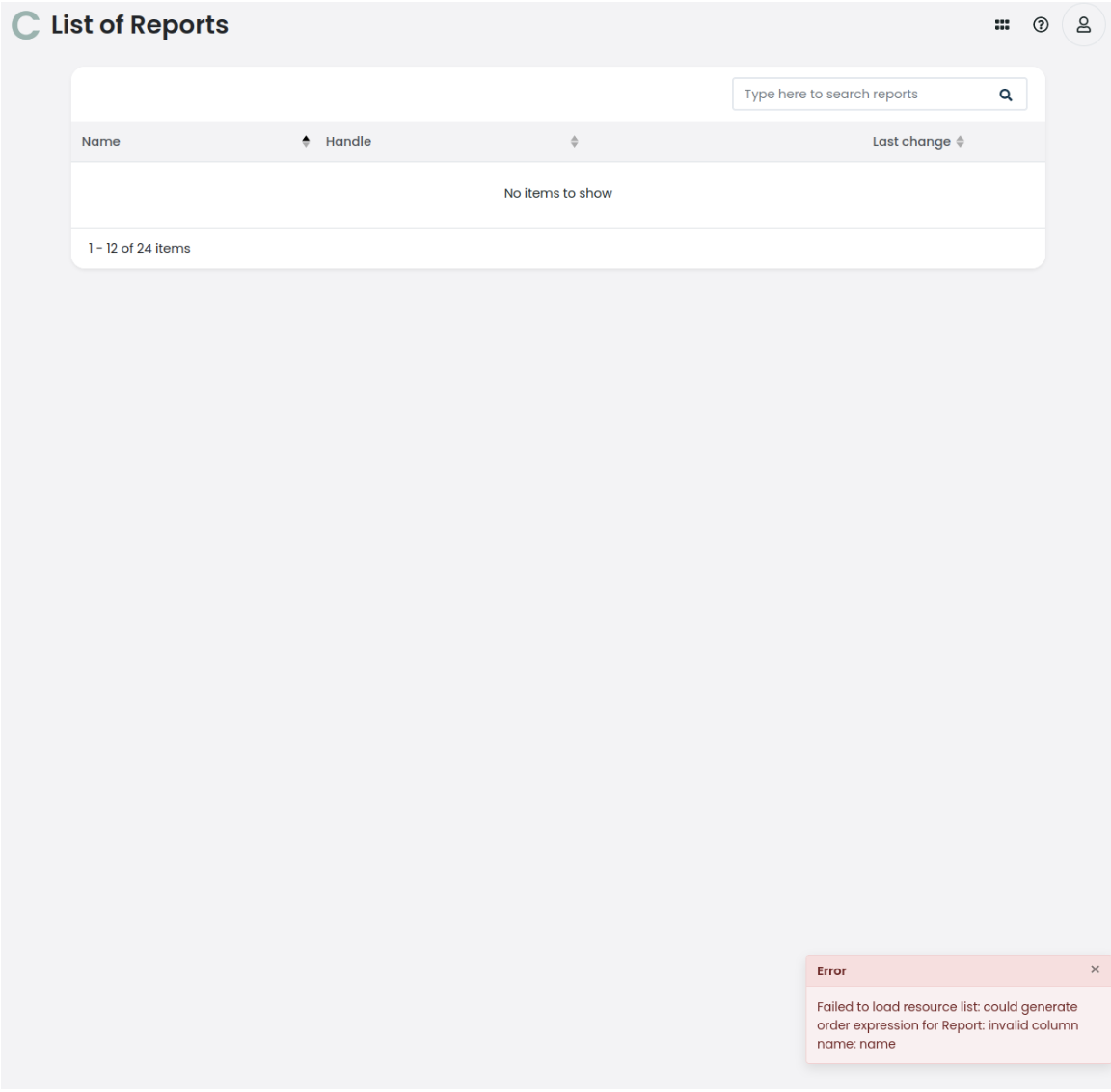 Sorting by name in reporter displays an error issue 1044