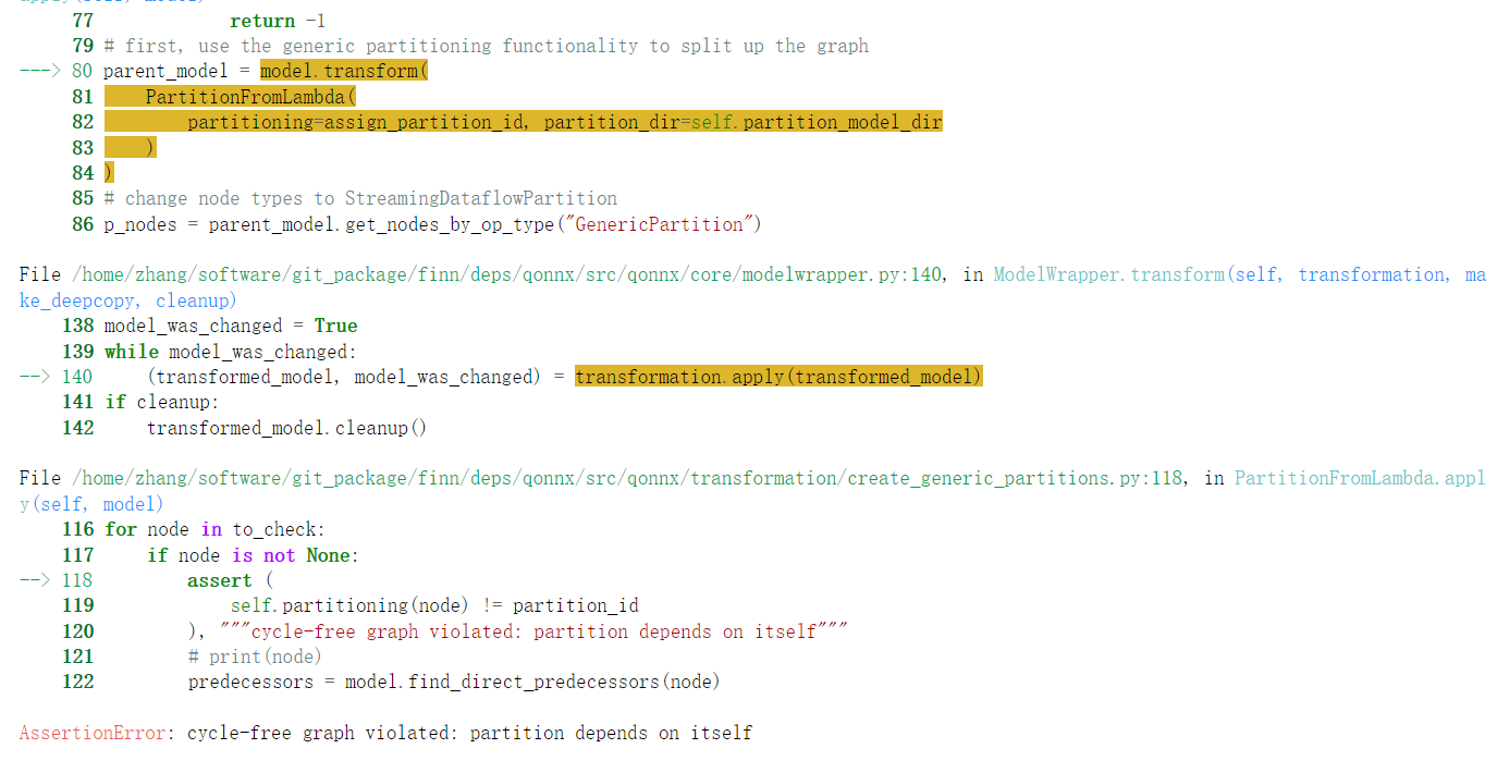 cyclefree graph violated partition depends on itself · Xilinx finn