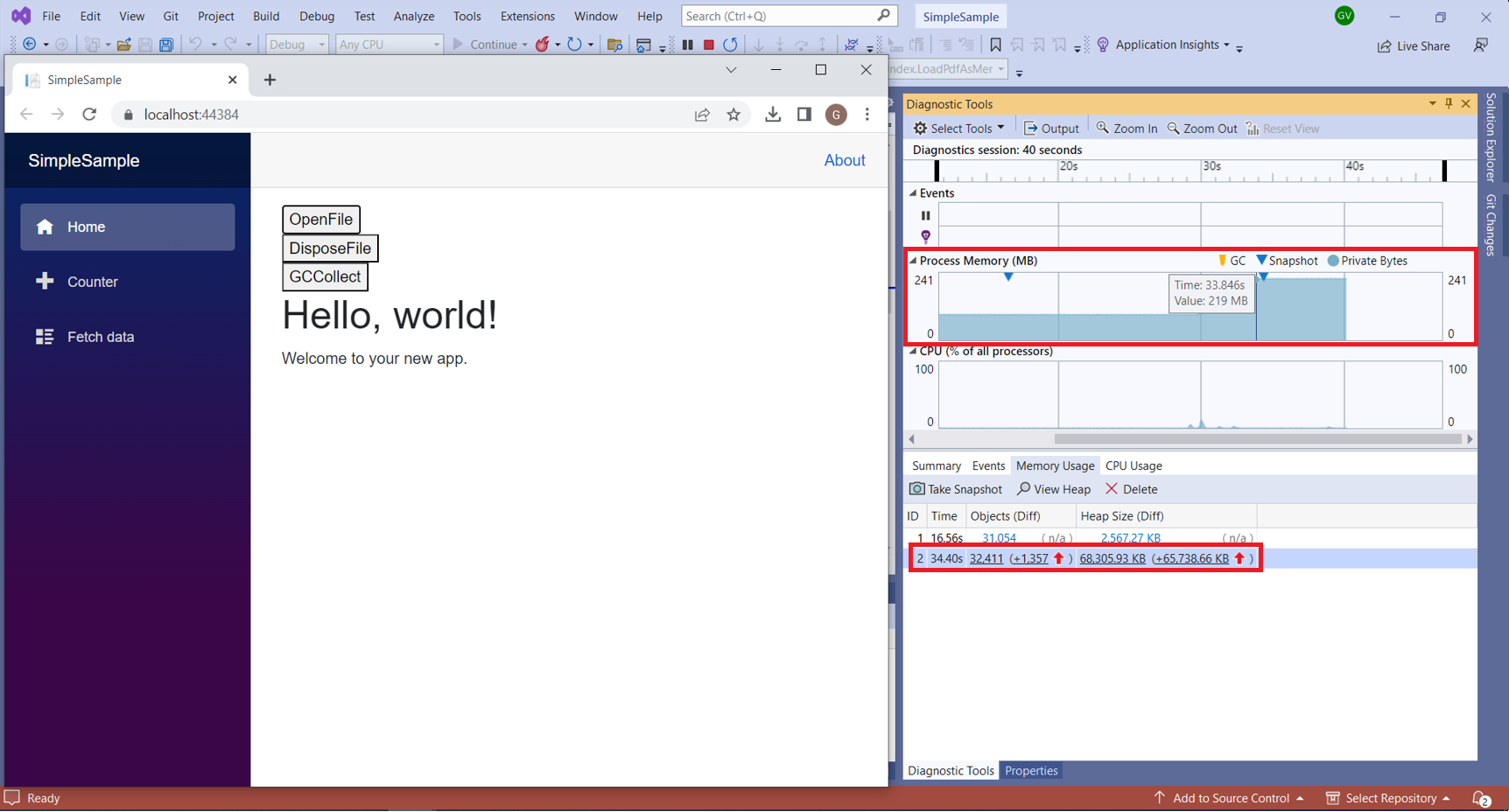 Process memory and the memory snapshot are not equal · Issue 84035