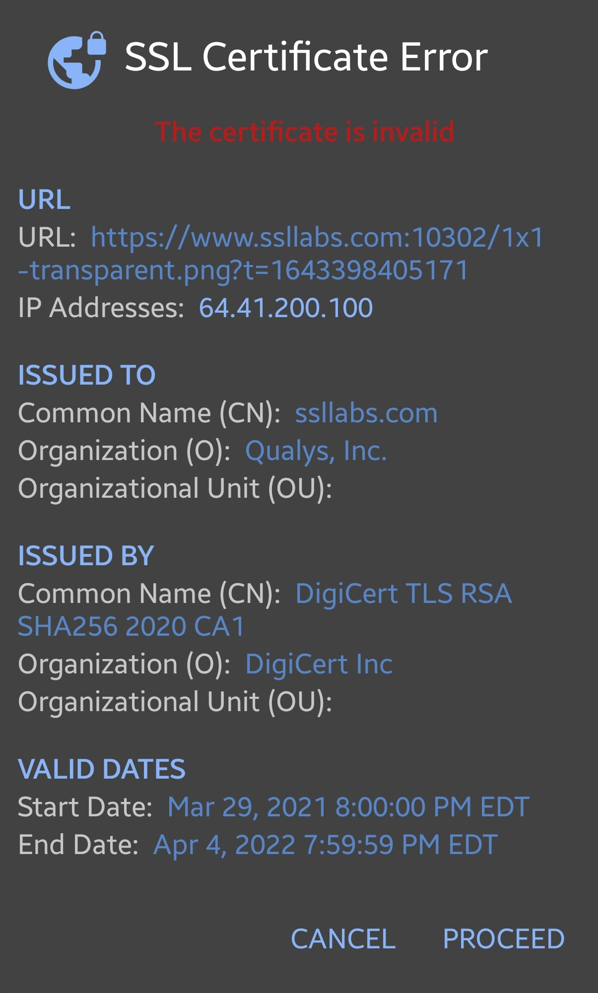 SSL test certificate errors · Issue #875 · ssllabs/ssllabs-scan · GitHub