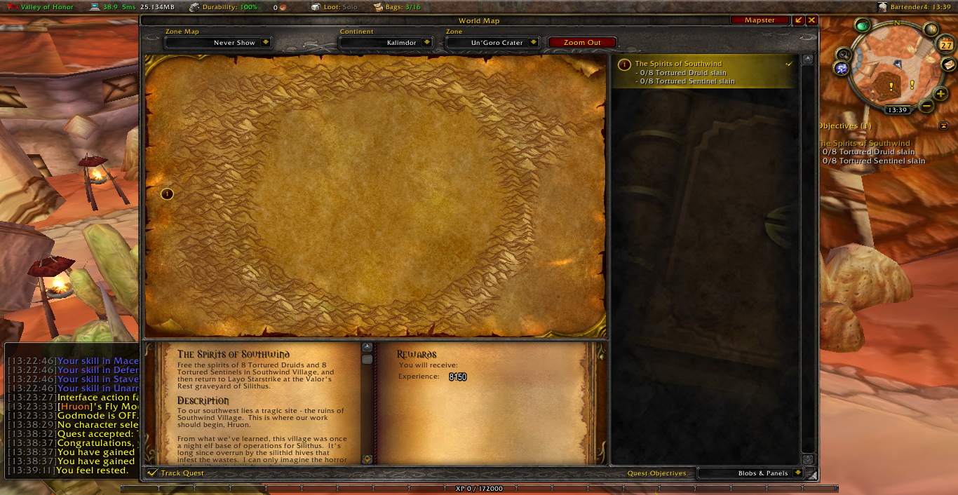 POI of quests "The Spirits of Southwind" and "Hive in the Tower" shows ...
