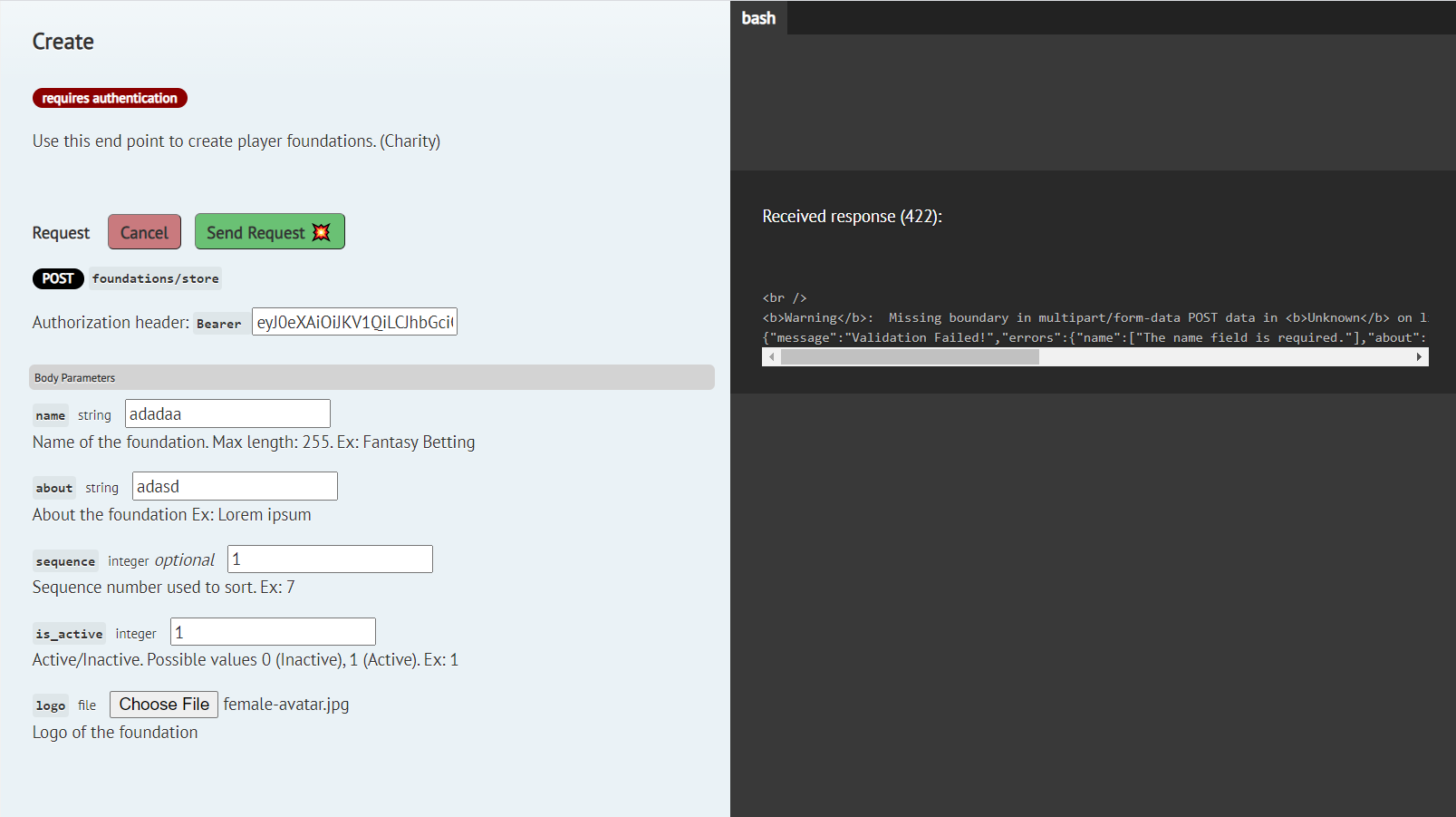 Can file input be tested on the docs? · Issue #232 · knuckleswtf/scribe ...