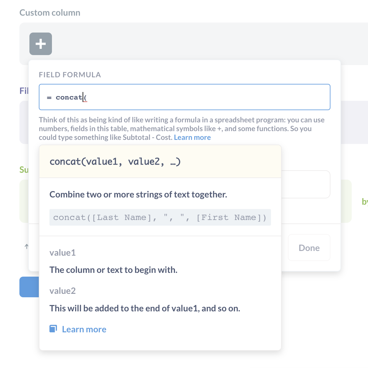 Use standalone docs pages for concat and substring mbql functions by