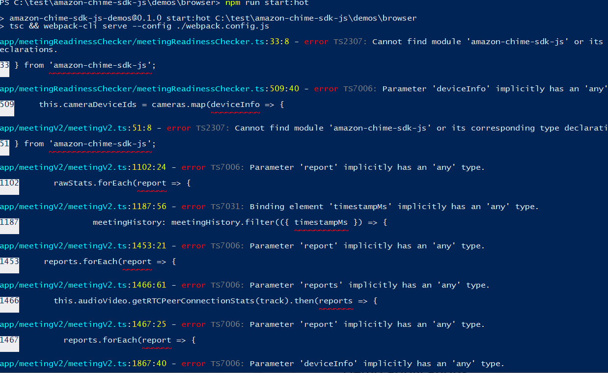 Error running MeetingDemo deployment script (Windows 10) · Issue 1205