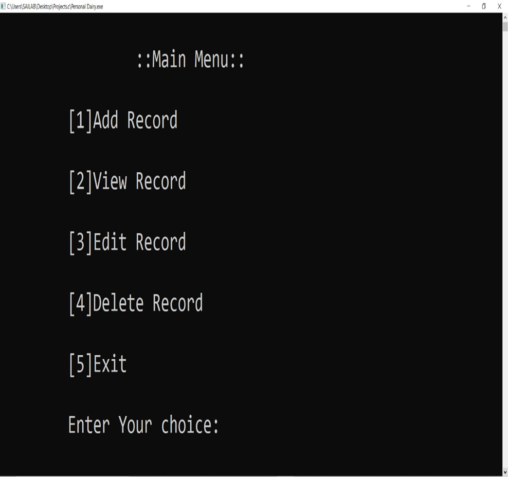 GitHub - sailab-banik/Personal_Diary_Management_System: A console based ...