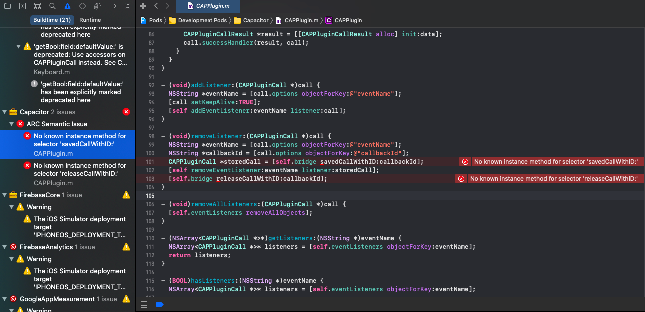 bug error running capacitor ionic app from XCode · Issue 4328 · ionic