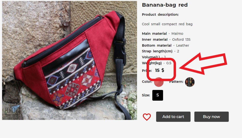 Banana bag-red detail page