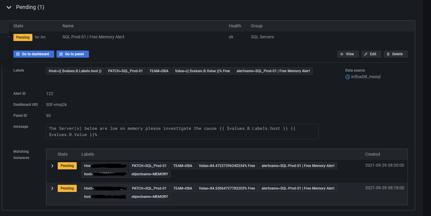 Grafana v8.1.2 (103f8fa094) new Alerting constantly pending · Issue ...