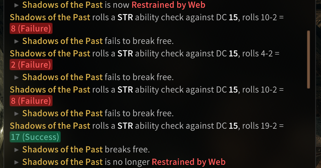  shouldn't have a repeated DEX save every turn · Issue 3123