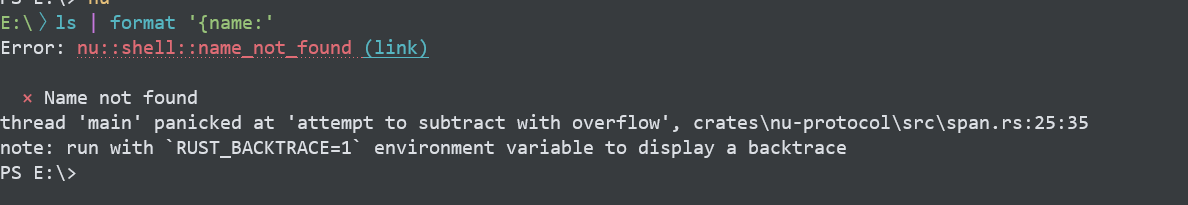`ls | format '{name:'` produces infinitely long error message · Issue ...